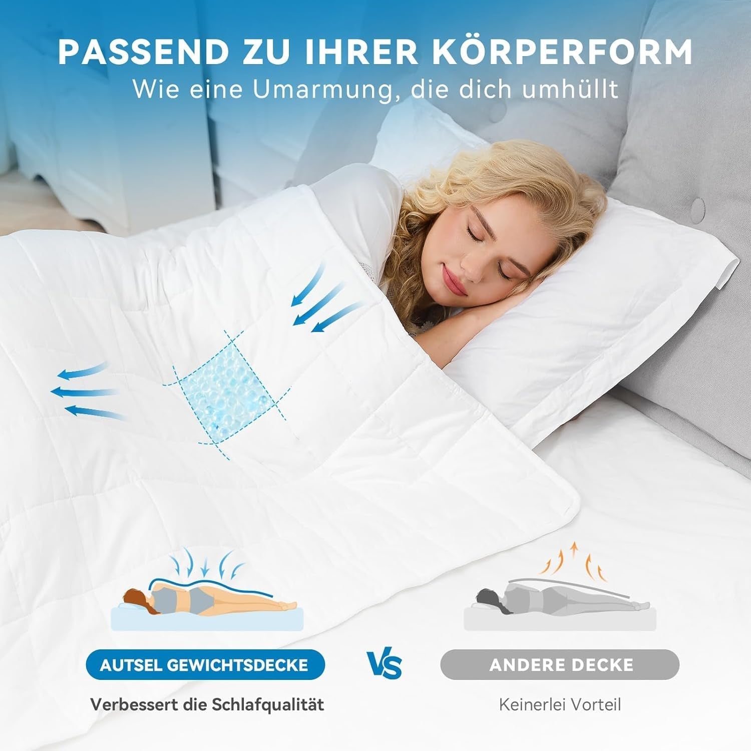 Couverture lestée 7Kg 135X200Cm, couverture lestée en 100% coton, couverture lestée pour adultes pour un sommeil profond, couverture lourde, couverture thérapeutique anti-stress, couverture de relaxation Lits et couvertures Besuche den Autsel-Store