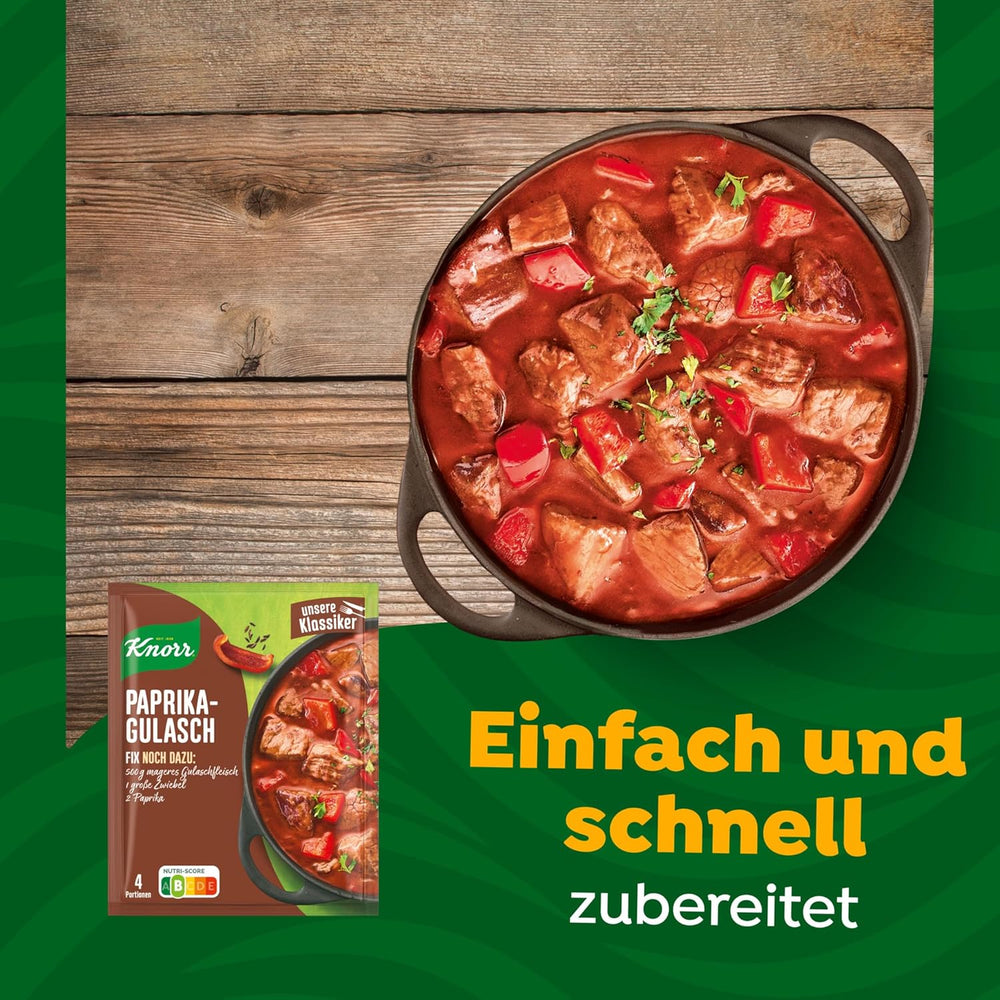 Knorr Fix Würzmischung Paprika-Gulash pour un leckeres Fleischgericht avec des ingrédients naturels 4 portions