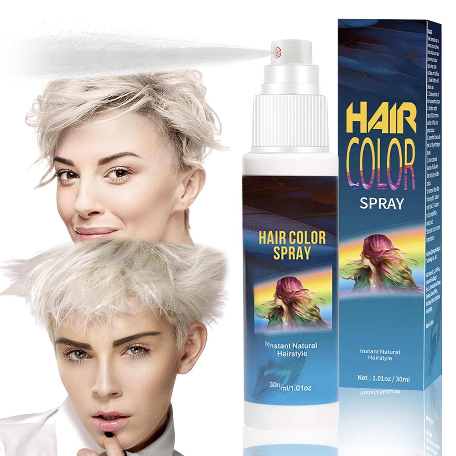 Coloration de laque - 30 ml de spray de couleur de cheveux vert temporaire, spray de coloration de cheveux temporaire naturel, teinture de cheveux lavable pour fête cosplay Halloween (vert) Coloration pour cheveux Naty Shop White