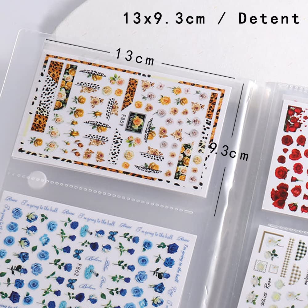 144 emplacements Nail Art Sticker Storage Book Blätter Nail Art Decals Sammelalbum Nail Sticker Leerer Displayhalter Binder Buch Kunststoff DIY Nail Art Design Tools pour Nail Art Sticker
