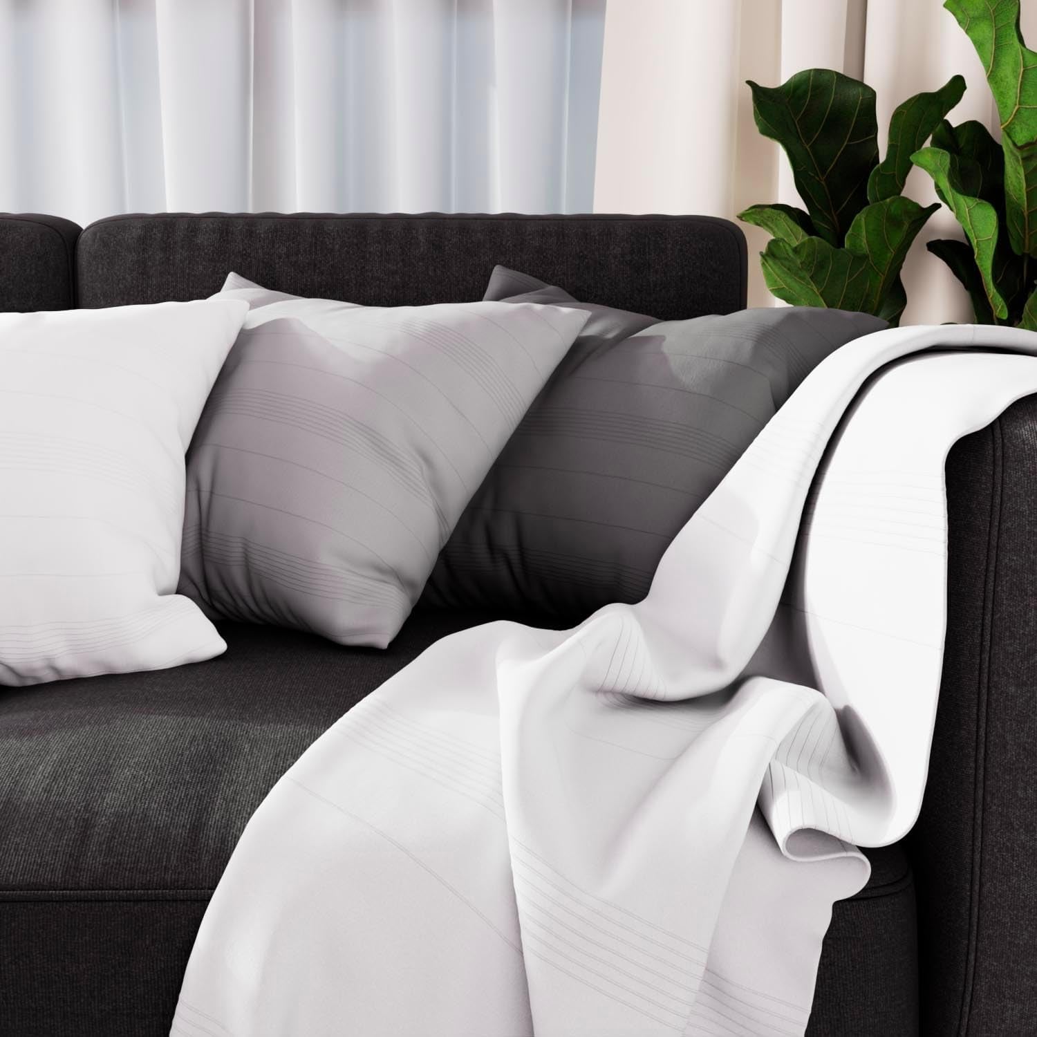 Soleil D'Ocre Adele Plaid, jeté du fauteuil, Polycoton, Gris, 140 X 200 Cm Lits et Couvertures Besuche den Soleil d'ocre-Store Blanc 140 X 200 Cm