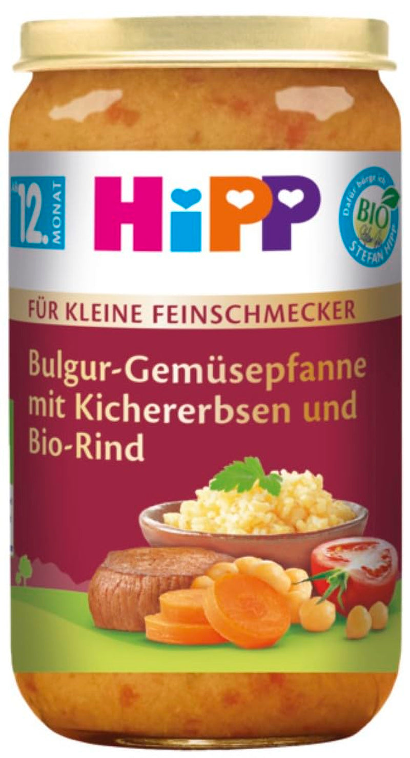 HiPP For Little Gourmets Boulgour aux Légumes Sauté aux Pois Chiches et Bœuf Bio (6 x 250g), dès 12 mois, aux Oméga-3, de la meilleure qualité biologique