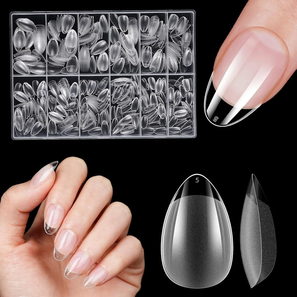 Ongles artificiels courts 500 pièces bouts d'ongles à couverture complète en gel souple pour ongles en gel 12 tailles bouts d'ongles pré-polis pour ongles en gel Ongles artificiels courts Extensions d'ongles de cercueil avec boîte