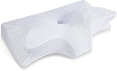 Oreiller orthopédique de soutien cervical en mousse à mémoire de forme Oreiller ergonomique pour la colonne cervicale, les douleurs dorsales, latérales et abdominales, 70 x 40 x 8,5/14 cm Naty Shop Oreillers cervicaux orthopédiques Blanc 70 x 40 x 8,5/14,5 cm