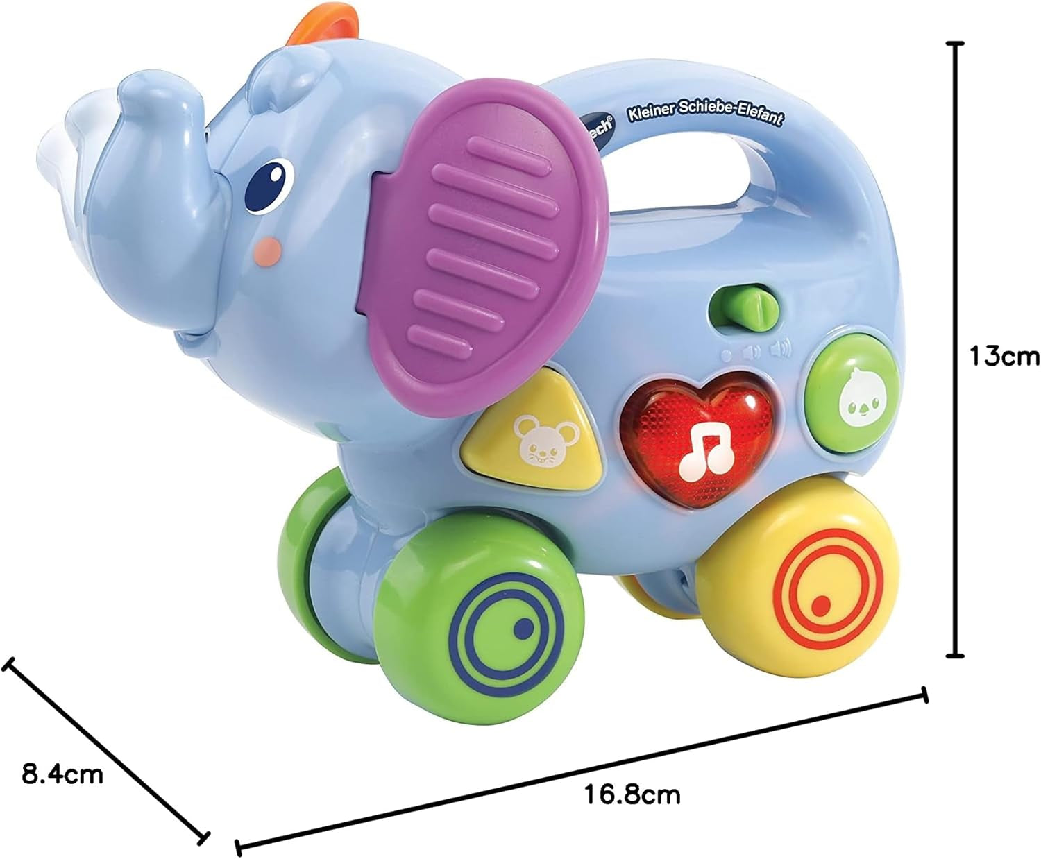 Vtech Baby Little Pushing Elephant - Jouet interactif à pousser et à jouer - Avec chansons, mélodies, phrases et sons - Pour les enfants de 6 à 36 mois Jouets pour bébés Naty Shop