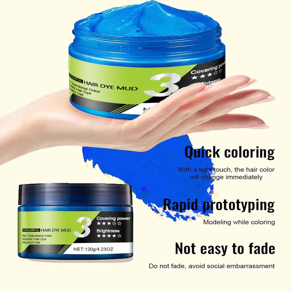 Cire à cheveux bleue Spray pour cheveux bleu temporaire Couleur Crazy Blue Lavable Coloration capillaire instantanée Teinture capillaire naturelle Coiffage cheveux pour hommes femmes Party Naty Shop Coloration capillaire