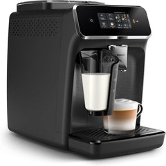 Machine à expresso automatique PHILIPS série 2300 - 4 boissons, écran tactile couleur moderne, système de préparation de lait LatteGo, SilentBrew, moulin 100% céramique, filtre AquaClean. Noir mat (EP2330/10)