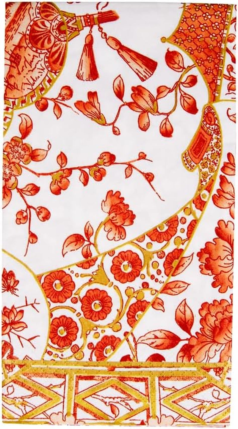 Serviettes de table en porcelaine corail et or, 15 par paquet