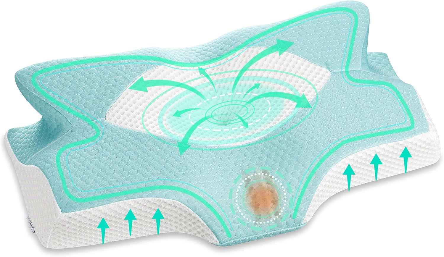 Elviros Oreiller Orthopédique en Mousse à Mémoire de Forme Curseur Latéral Oreiller de Soutien du Cou Oreiller pour Douleurs Cervicales Oreiller de Couchage Ergonomique pour Douleurs au Cou et aux Épaules 64 X 12,5/10,5 X 38 Cm Oreillers Orthopédiques Cervicaux Naty Shop Bleu Vert 54 X 11/9 X 33 Cm