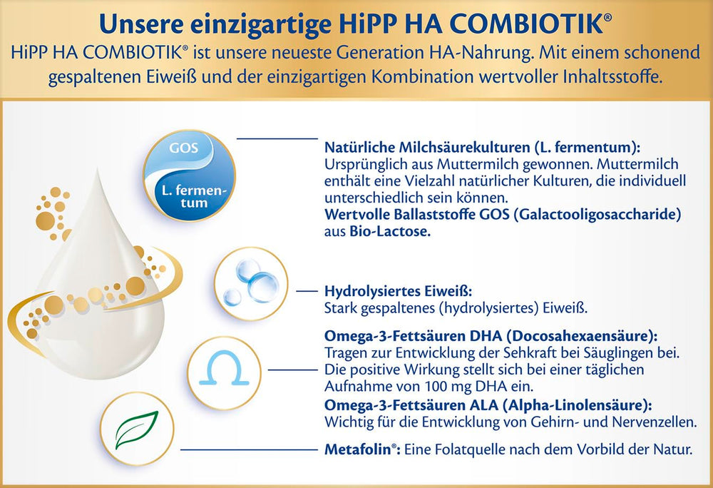HiPP HA 2 Combiotik (4 x 600g) - Formule de suite après 6 mois, avec cultures naturelles d'acide lactique, fibres alimentaires précieuses (GOS), oméga-3, protéines hydrolysées pour un système immunitaire sensible