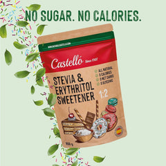 Stevia + Erythritol 1:2 Tissu sucré | 1G = 2G Zucker | Ingrédients 100% naturels - 0 calories - 0 indice glycémique - Keto et Paleo - 0 netto-khlenhydrate - Kein GVO - Castello depuis 1907 - 850 G Édulcorants Naty Shop