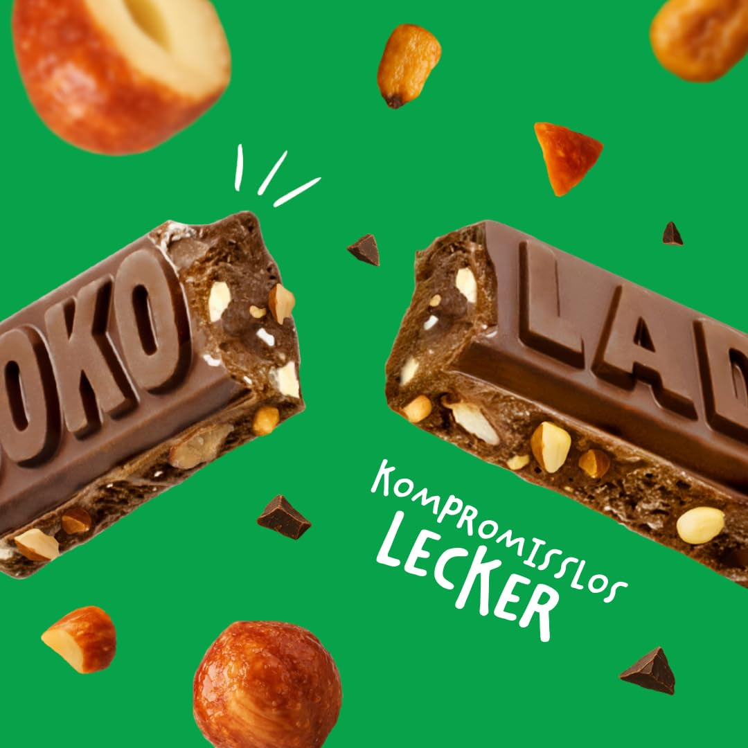 JOKOLADE 12 barres x 140g Forfait économique | Aux cacahuètes caramélisées et céréales croquantes | Vegan et sans cacao