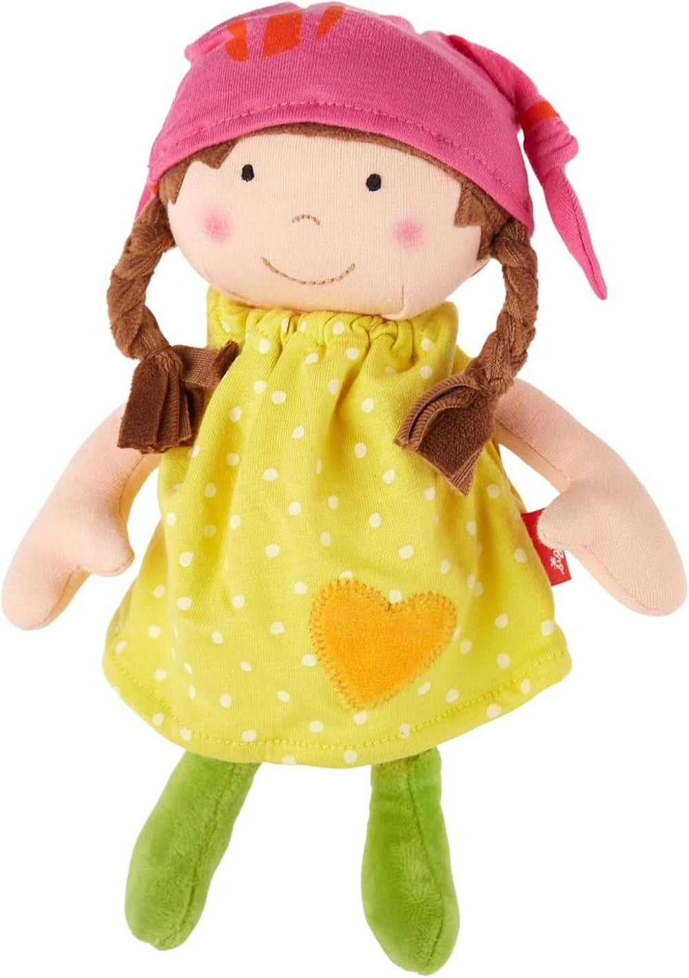 SIGIKID 39651 Puppe Brenda Bilipup, Stoffpuppe mit Kleidchen zum An- und Ausziehen, Kuschelpuppe, Einschlafhilfe, spielen, schmusen, für Babys & Kinder ab 6 Monaten, Blau 24 cm