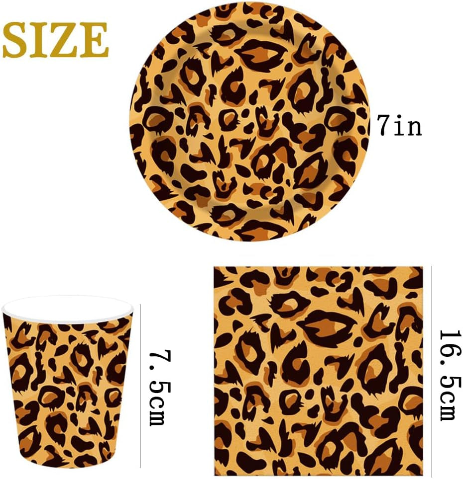 Motif léopard Party Geschirr Kindergeburtstag Deko Geburtstag Party Geschirr Dschungel Pappteller Becher Servietten Babyparty Tischdeko Set