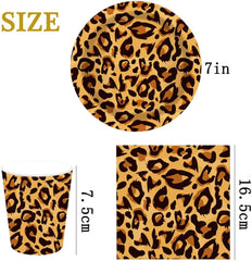 Motif léopard Party Geschirr Kindergeburtstag Deko Geburtstag Party Geschirr Dschungel Pappteller Becher Servietten Babyparty Tischdeko Set