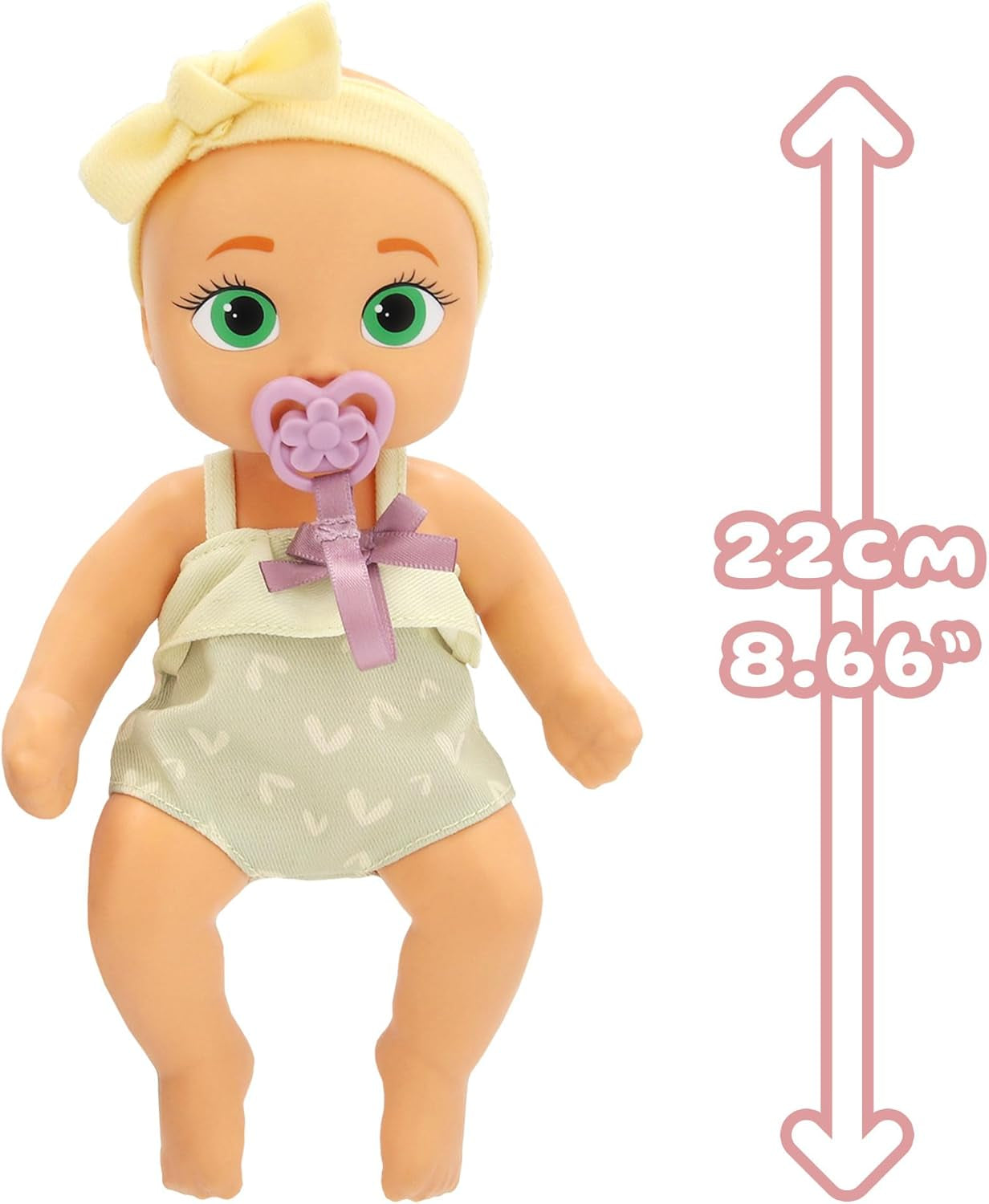 BE LOVED BABIES Minis Adri, in eine Mini-Größe, lebensechte Puppe, weiche Haut und enthält einen Schnuller und eine Flasche, komplett beweglich, Spielzeug für Kinder ab 18 Monaten