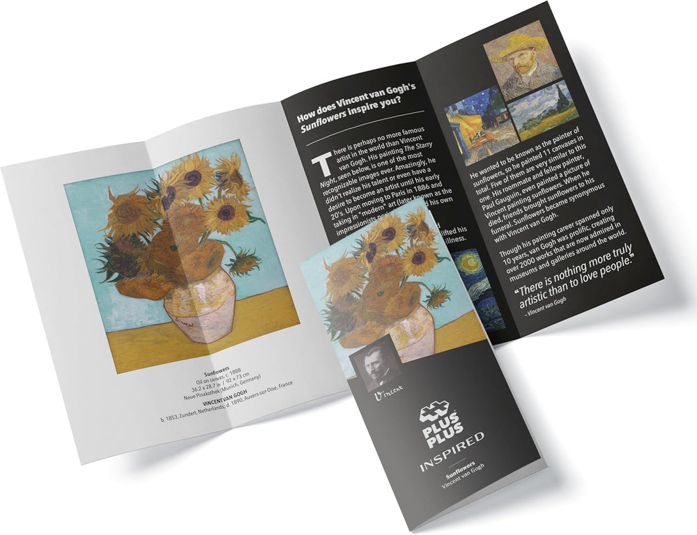 Plus-Plus 5163 Geniales Konstruktionsspielzeug, Sonnenblumen von Vincent Van Gogh, Inspired-Edition, Kreativ-Bausteine ​​​​Tube, 350 pièces, Tournesols
