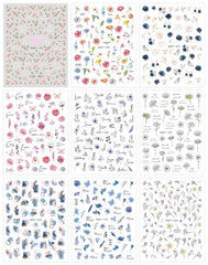 JMEOWIO Nagelsticker Blumen Frühling 9 Blatt Nail Art Sticker Selbstklebend Nagelaufkleber Buntes Sommer Blumen Dekoration Nageldesign Zubehör
