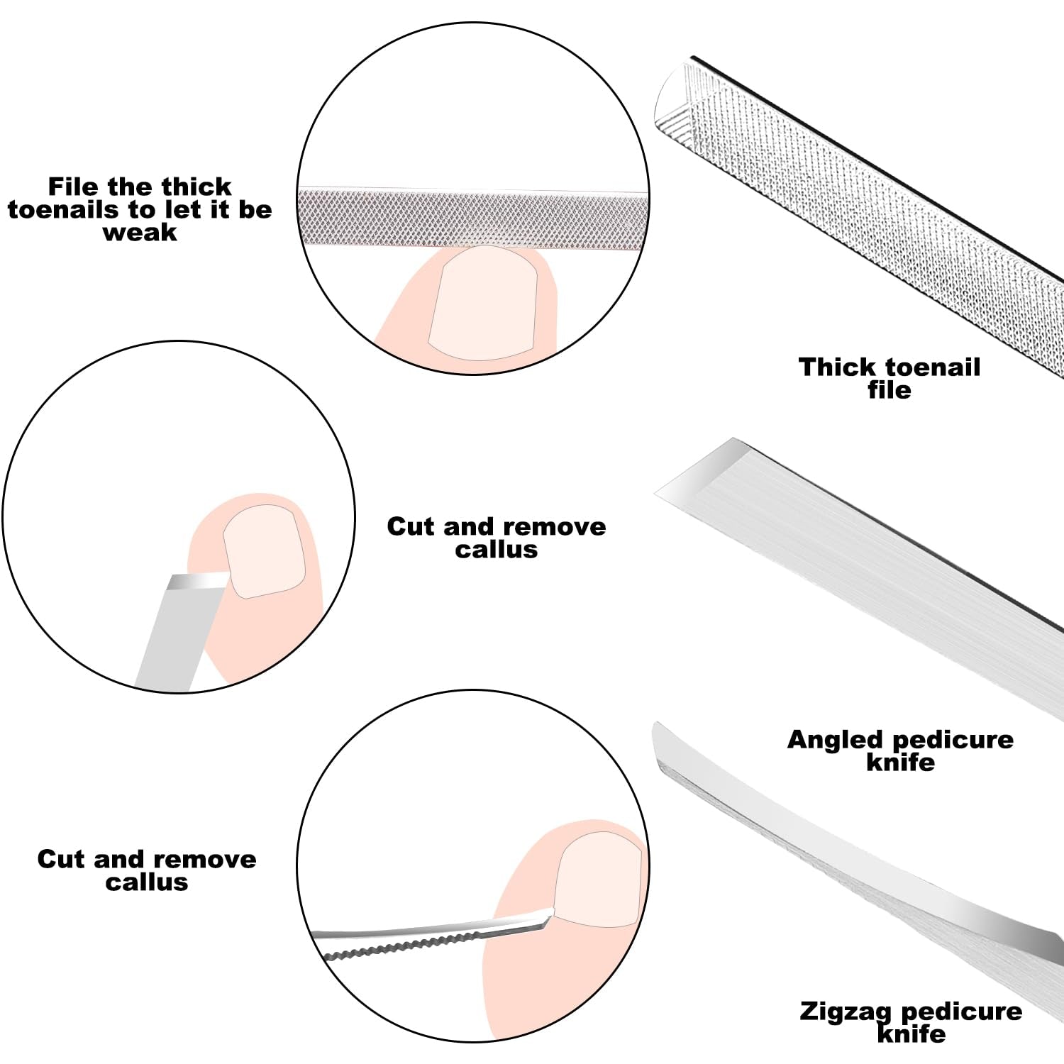 7-Teiliges Set Mit Filen Und Hebern Für Die Unternagelpflege, Set Aus Edelstahl Zum Entfernen Eingewachsener Zehennägel, Nagelreiniger Für Die Unternagelpflege, Pediküre-Werkzeuge