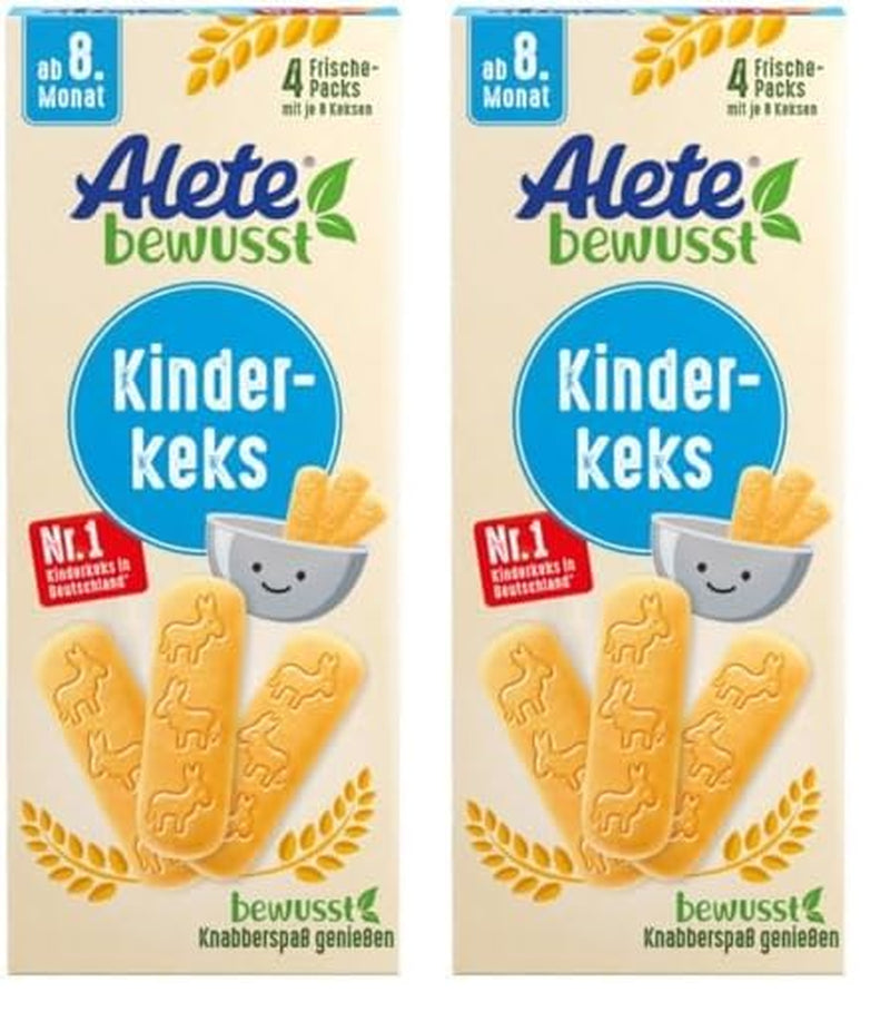 Alete Conscious Baby Biscuits, 8 mois et plus, biscuits au beurre de blé pour bébés, petits biscuits à collation idéalement emballés, parfaits pour les déplacements et à temps, 1 x 180 g (paquet de 2)