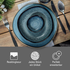 comme. de Villeroy & Boch - Service de table en grès Lave Gris, 4 pièces, aspect céramique, service de table pour 2 personnes, gris