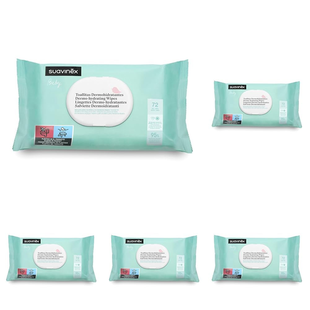 Suavinex Lingettes humides pour bébé 60 pièces adaptées aux peaux atopiques 96% ingrédients naturels