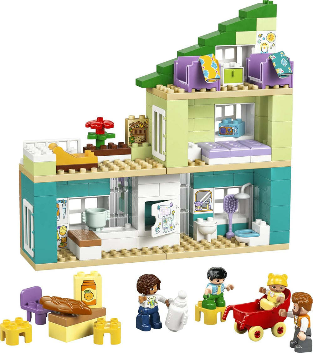 LEGO DUPLO 3-in-1 Modernes Familienhaus mit Figuren - Kleinkinder Lernspielzeug für Feinmotorik - Montessori Spielzeug mit Puppenhaus Zubehör - Geschenk für Mädchen und Jungen ab 2 Jahren - 10470