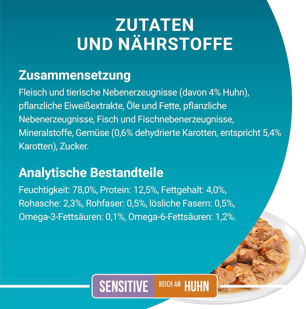 Hrană umedă pentru pisici PURINA ONE Sensitive, bucăți fragede în sos cu pui, pachet de 26 (26 x 85g)
