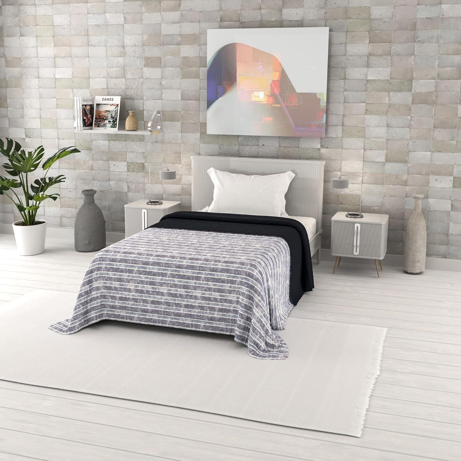 Couette d'été imprimée fantaisie, rembourrage en polyester, pétales, 260 x 270 cm.