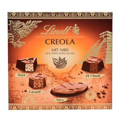 Chocolat Lindt | Coffret Praliné Créole | 100g | 9 pralines réparties en 4 délicieux assortiments, à base de cacao 100% fin, sans alcool | Coffret chocolat