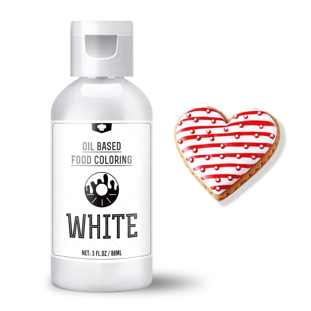Colorant alimentar liposolubil pentru ciocolată - 88 ml colorant alimentar pe bază de ulei pentru fondant, copt, prăjituri, fursecuri - Colorant alimentar lichid fără aromă pentru unt de cacao, prăjituri, cremă de unt (alb)
