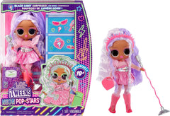 MDR. Surprendre! Tweens Neon Pop Stars - Kitty K - 1 poupée de mode avec surprises rétro-éclairées et plus de 10 vêtements et accessoires Pop Star, y compris un support de micro rétro, conçu pour les enfants de 4 ans et plus