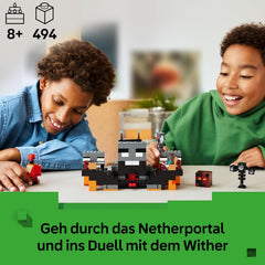 LEGO Minecraft Duell mit dem Wither - Geschenk für Junge Gamer - Merchandising für Fans - Minecraft - Bauset mit vielen Kreaturen und Werkbank für Jungen und Mädchen ab 8 Jahren - 21590