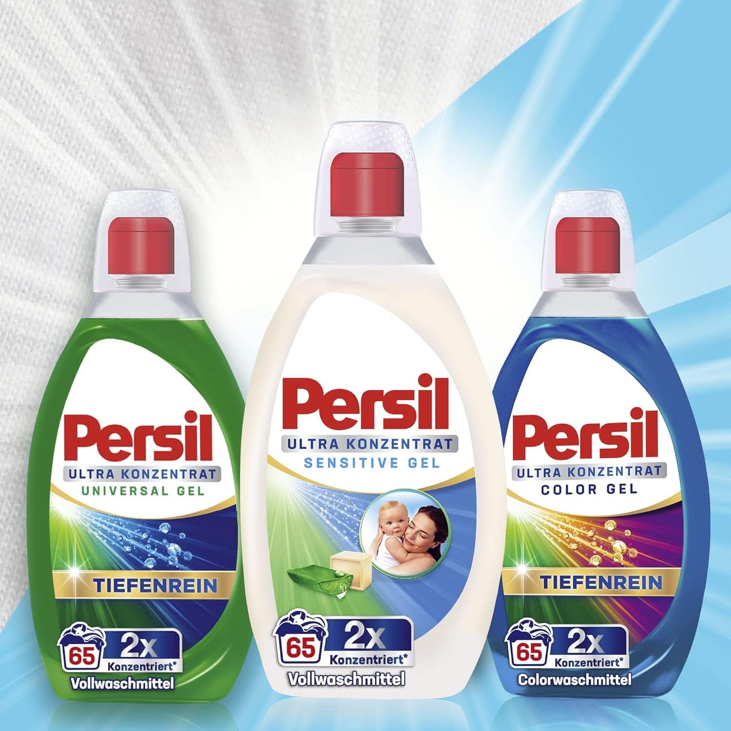 Persil Ultra Concentrate Sensitive Gel (130 lavages), Lessive liquide pour allergies et bébés dans un flacon plus petit pour moins de plastique, Élimine les taches difficiles, Testés dermatologiquement Détergents à lessive Naty Shop