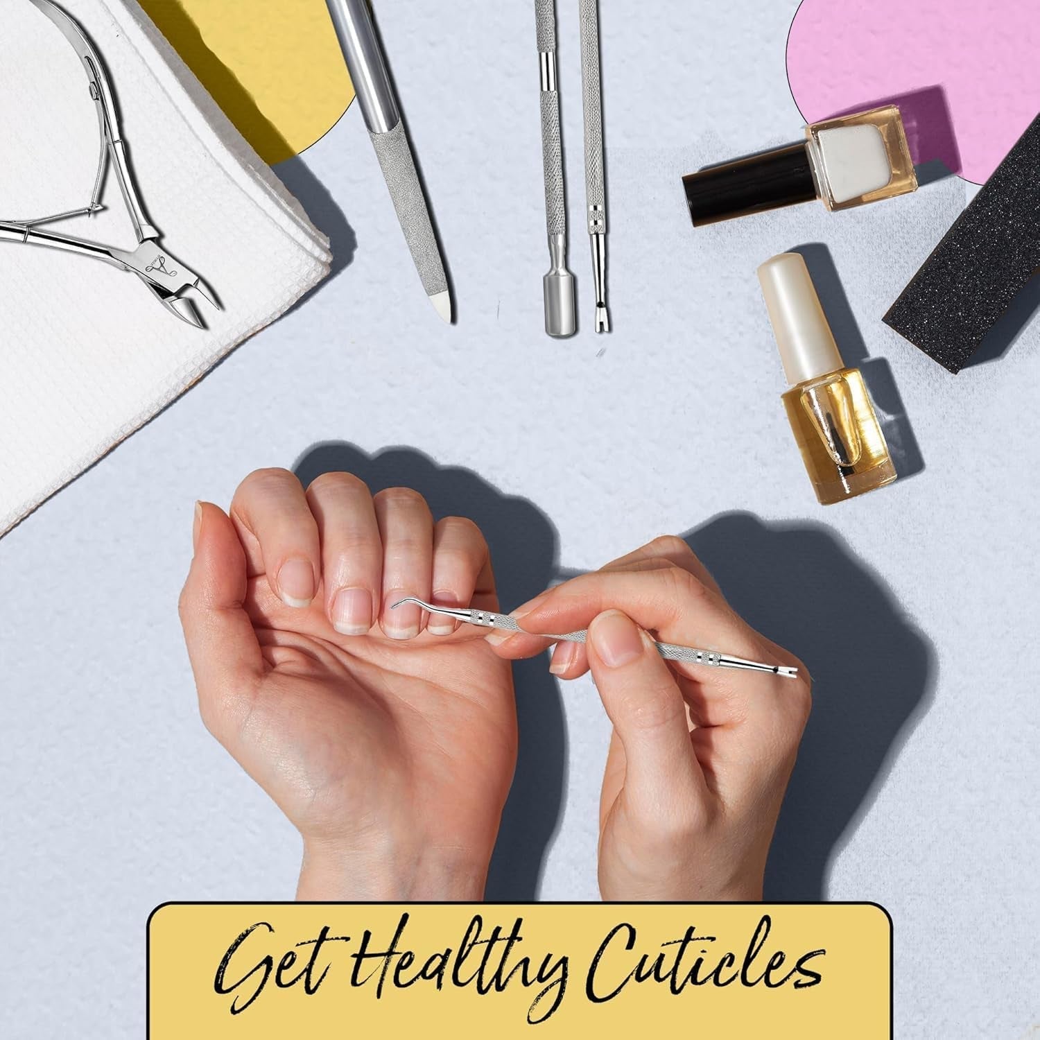 ARMIZ Ensemble 4 pièces repousse-cuticules et pinces, ensemble d'outils professionnels pour enlever les cuticules, pince multi-usages en acier inoxydable pour manucure et pédicure