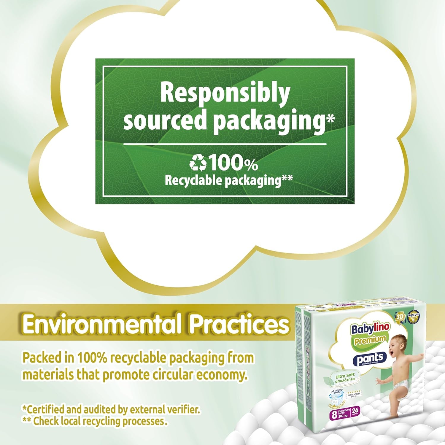 Pantalon Premium taille 8 avec filtre ultra doux, XXL (20+ kg), 104 pièces