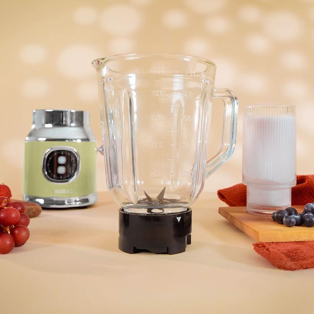 Cecotec Batteur Sur Socle Retro Retrotwist Vert. 800W Puissance Maximale, Fonction Pulse, 4 Cuillères Avec Titane Beschichtung Und 1L Krug, Design Vintage dans Grün Kitchen Naty Shop