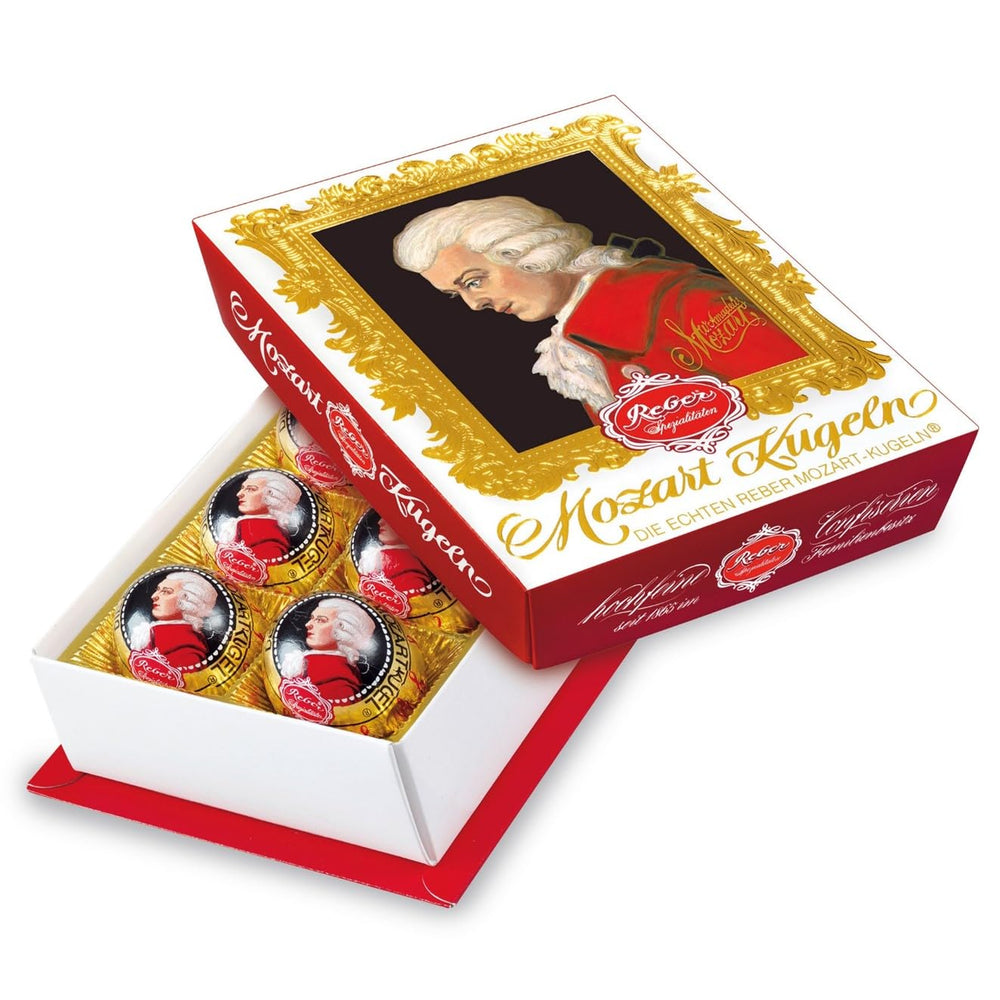 Boules Reber Mozart au chocolat noir, pack de 6 avec pâte d'amande et nougat, vegan - 1 x 120 g
