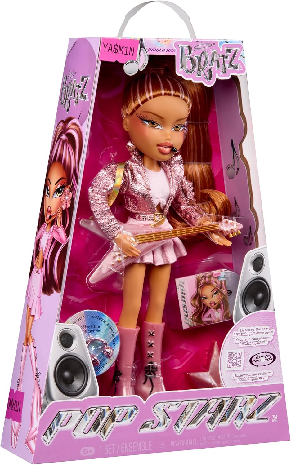BRATZ Pop Starz Yasmin – Poupée mannequin avec breloque de collection, tenue et accessoires musicaux