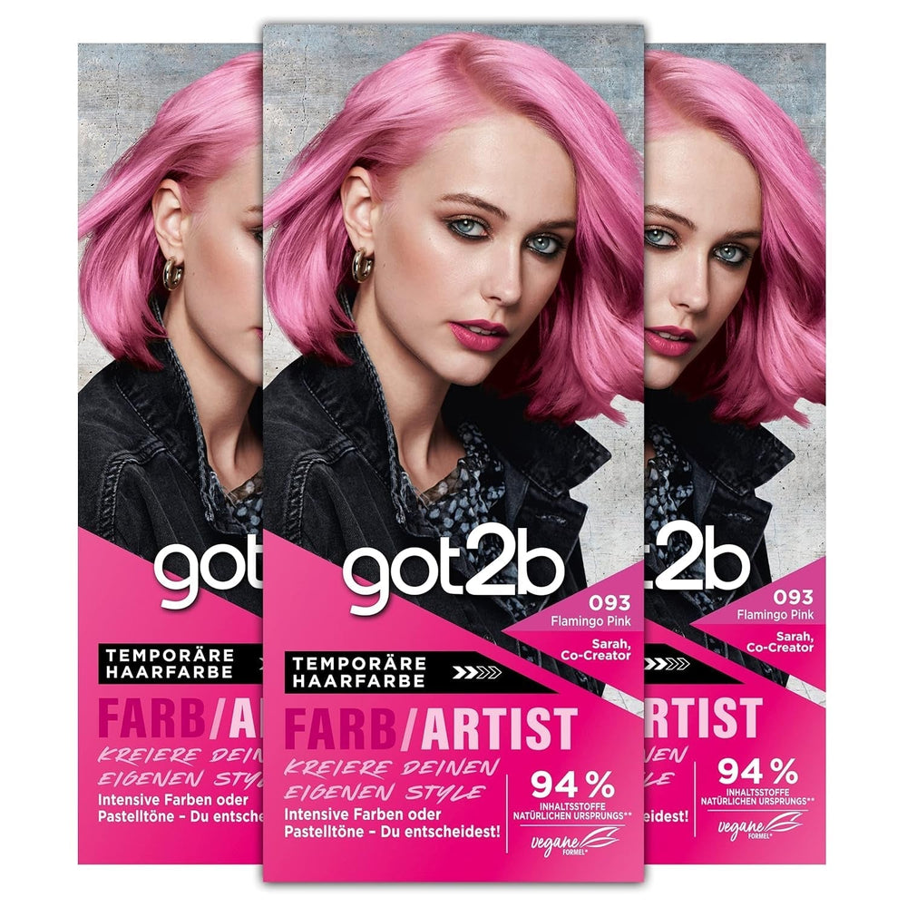 got2b Colour/Artist 097 Mermaid Green Niveau 2 (3x 80ml), teinture capillaire temporaire fait briller les cheveux dans des couleurs intenses ou des tons pastel, la teinture capillaire dure 12-15 lavages, formule végétalienne Naty Shop Hair Dye 093 Pink Flamingo