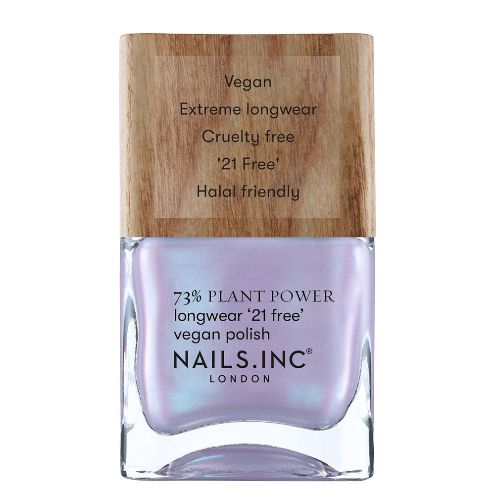 Nails Inc - GLOWING SOMEWHERE Plant Power Vernis à ongles végétalien - 73 % à base de plantes, 100 % végétalien et sans cruauté envers les animaux - Manucure parfaite, perle étincelante - Pour un nail art respectueux de l'environnement