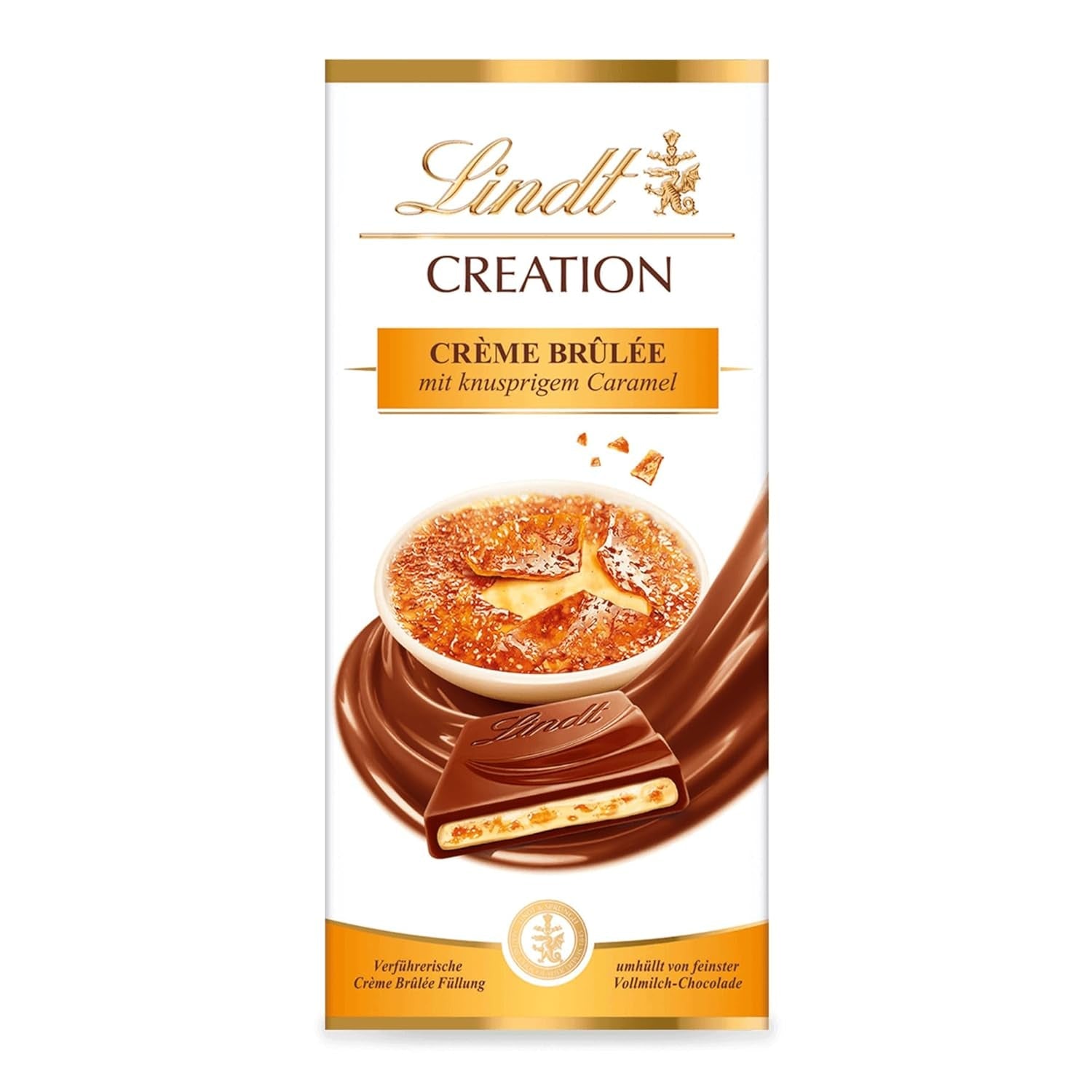 Lindt Schokolade Creation Crème Brûlée Tafel | Crème Brûlée Füllung Mit Knusprigem Karamell, Umhüllt Von Feinster Vollmilch-Schokolade | Tasse de chocolat | Schokoladengeschenk, 150G Naty Shop Titre par défaut