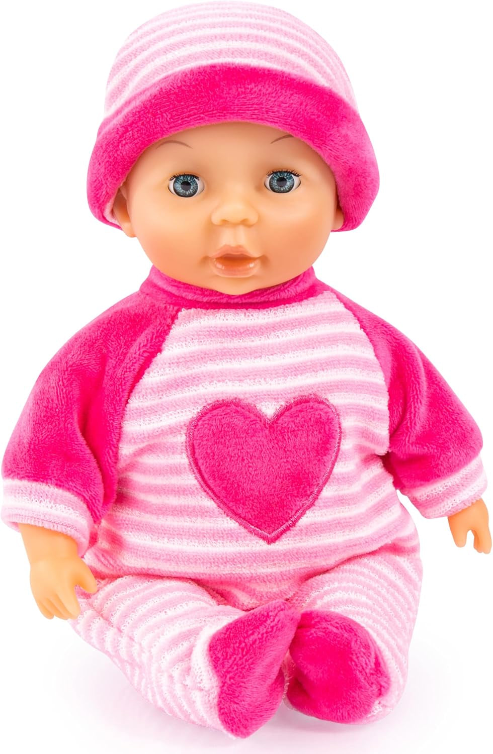 Bayer Design 92802AS My First Baby 28 cm, poupée bébé, poupée au corps doux avec des yeux endormis, très pratique, tenue mignonne, rose