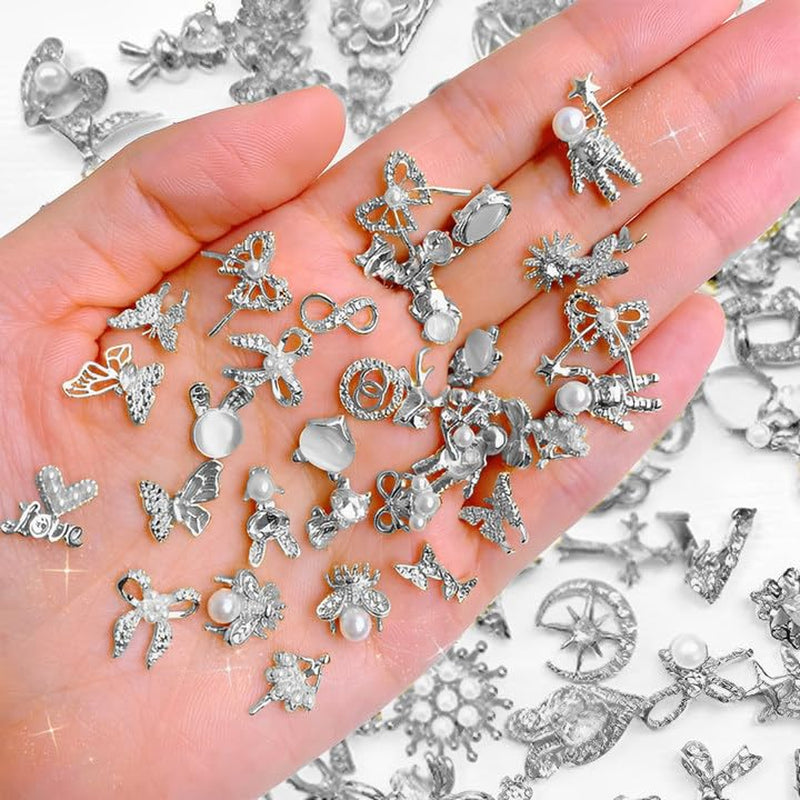 50 pièces de breloques à ongles dorées, breloques brillantes 3D pour nail art, strass pour ongles en perles, breloques pour ongles en strass, breloques pour ongles en strass, accessoires de nail art DIY, pour femmes filles