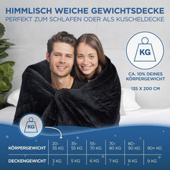 Samthus Couverture lestée 135X200Cm 9Kg Sherpa Fleece - Certifié Oeko-Tex - Couverture thérapeutique et couverture de relaxation - Dormez mieux avec notre couverture lourde - Couverture lestée - noir Lits et Couvertures Besuche den Samthus-Store