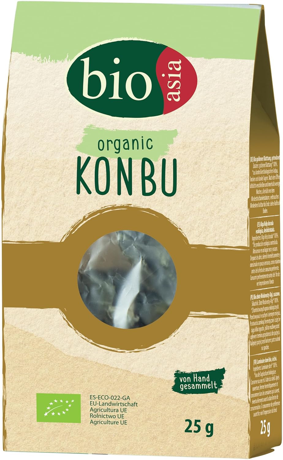 BIOASIA Bio Konbu, algues 100% naturelles, idéales pour l'aromatisation des aliments, des aliments et des aliments, 1 x 25 g