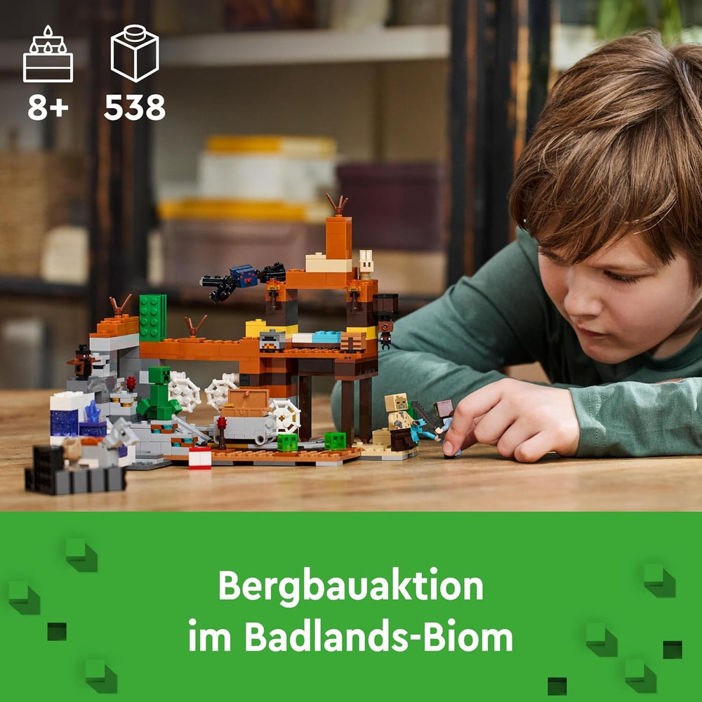 LEGO Minecraft Badlands Mine Jeu vidéo Ensemble de jouets miniers pour garçons et filles à partir de 8 ans Briques de construction amusantes Ensemble d'aventure Cadeau d'anniversaire 21263 Jeux de construction Besuche den LEGO-Store