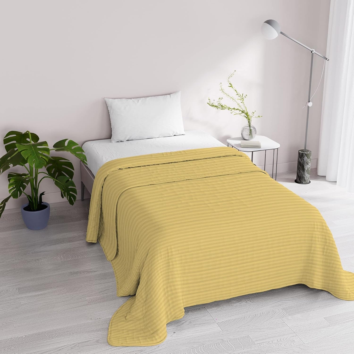 Couette d'été Satin Rayures, polyester, crème, 260X250 Cm Couettes et couettes Naty Shop Jaune 170X250 Cm