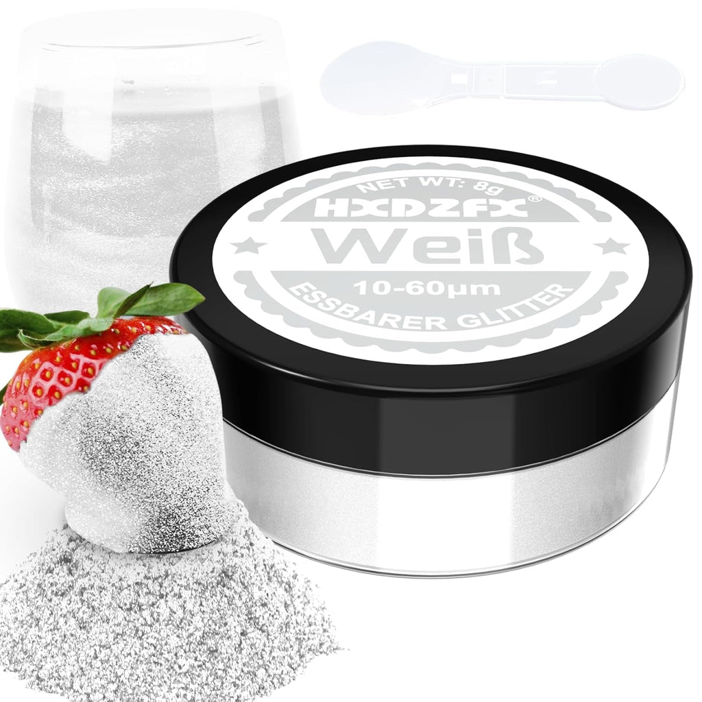 Essbarer Glitzer Für Getränke - Lebensmittelfarbe Pulver, Schimmerndes Glitzerpulver, Lebensmittel Glitzerpuder Für Schokolade, Kuchen, Fondant, Drinks - 8G (Frucht Grün) Naty Shop Weiß