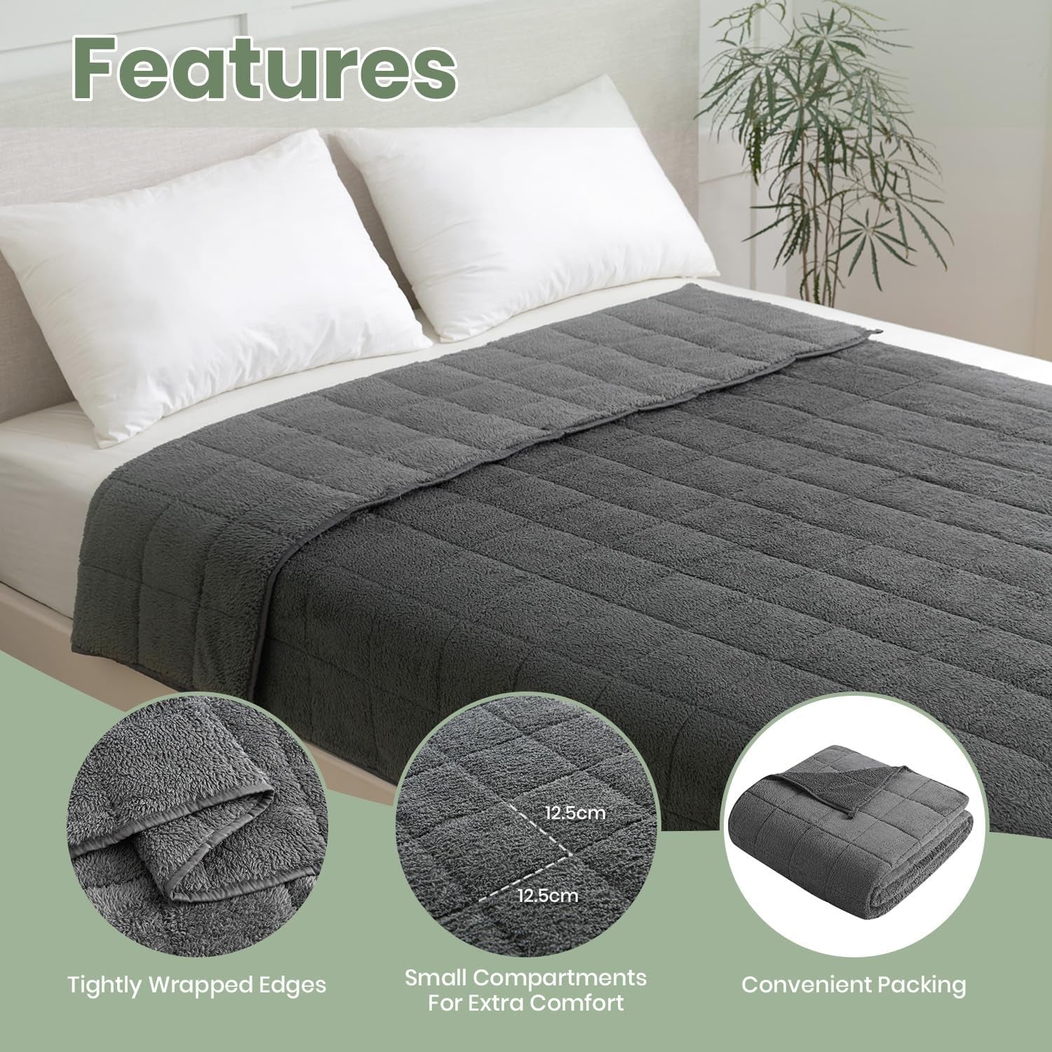 Couverture lestée 8 kg Couverture lestée Couverture lourde pour dormir adultes Gris 150 x 200 cm Couverture lestée Couverture lestée Couverture de vie moelleuse Good Nite Lits et couvertures